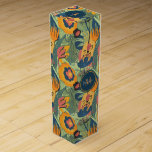 Rich earth tones abstrac flowers pattern, monogram wine box<br><div class="desc">Rich earth tones,  colorful exotic flowers,  seamless pattern. Optional customizable monogram.</div>