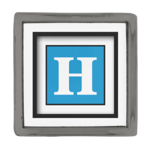 Rich Electric Blue Designer Complementary Color Gunmetal Finish Lapel Pin