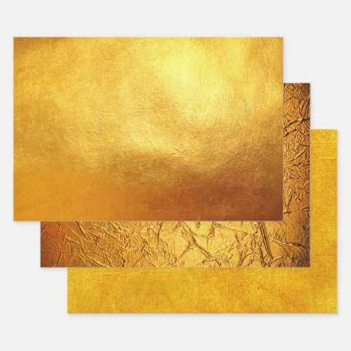 Rich Elegant Luxurious Christmas Gold Faux Foil Wrapping Paper Sheets