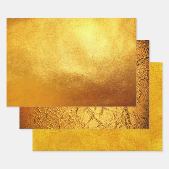 Rich Elegant Luxurious Christmas Gold Faux Foil Wrapping Paper Sheets (Set)