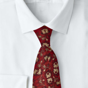 Rich Elegant Patched Red Rose Neck Tie