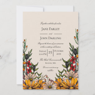 Rich Fall Florals Wedding Invitation