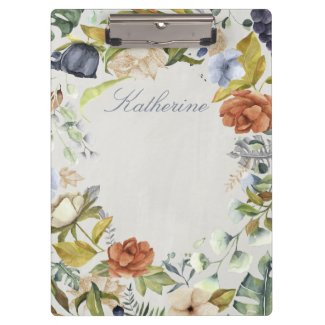Rich Floral Border Personalized Clipboard