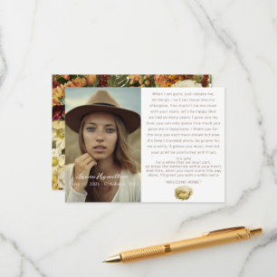 Rich Floral Funeral Memorial Remembrance Sympathy Enclosure Card