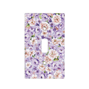 Rich floral pattern with purple and pink flowers light switch cover