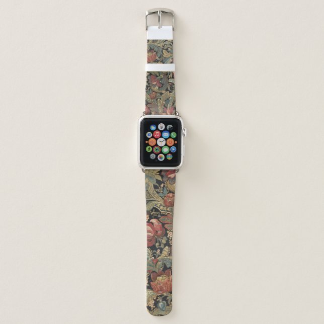 Rich Floral Tapestry Brocade Antique Classic Apple Watch Band (Front)