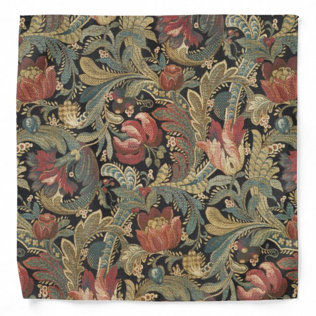 Rich Floral Tapestry Brocade Antique Classic Bandana (Front)