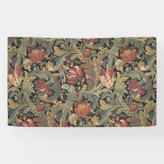 Rich Floral Tapestry Brocade Antique Classic Banner (Horizontal)