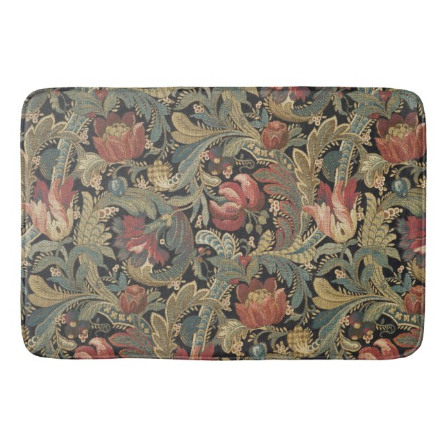Rich Floral Tapestry Brocade Antique Classic Bath Mat (Front)
