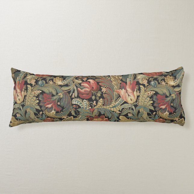 Rich Floral Tapestry Brocade Antique Classic Body Pillow (Front)