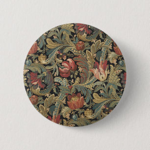 Rich Floral Tapestry Brocade Antique Classic Button