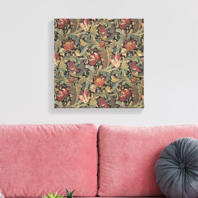 Rich Floral Tapestry Brocade Antique Classic Canvas Print (Insitu(LivingRoom))