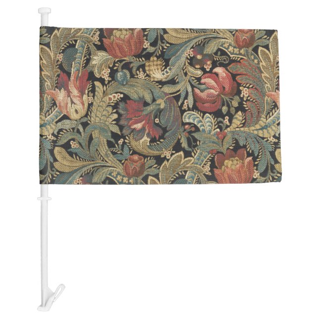 Rich Floral Tapestry Brocade Antique Classic Car Flag (Front)