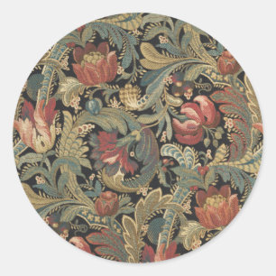 Rich Floral Tapestry Brocade Antique Classic Classic Round Sticker