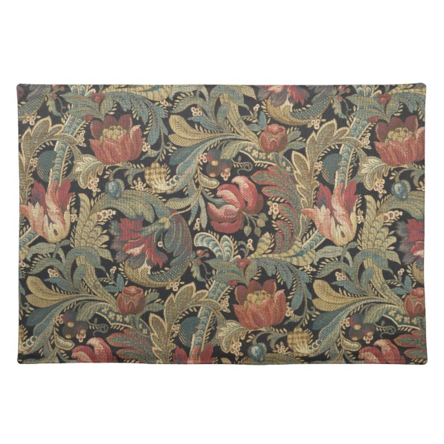 Rich Floral Tapestry Brocade Antique Classic Cloth Placemat (Front)