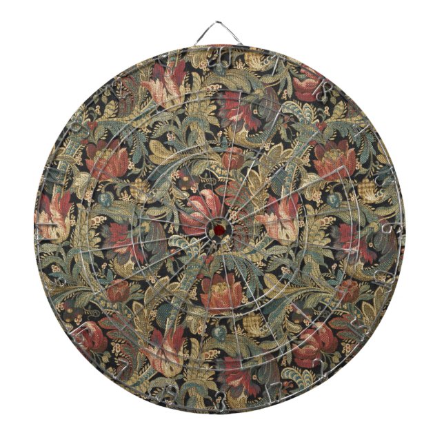 Rich Floral Tapestry Brocade Antique Classic Dart Board (Front)