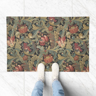 Rich Floral Tapestry Brocade Antique Classic Doormat