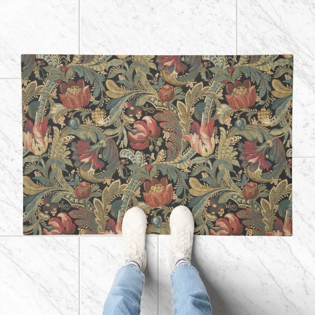 Rich Floral Tapestry Brocade Antique Classic Doormat (Indoor)
