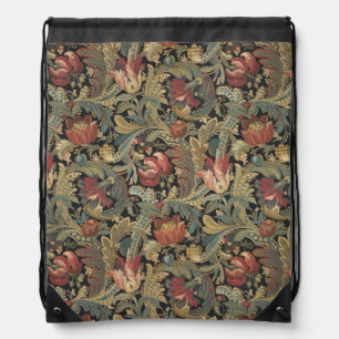 Rich Floral Tapestry Brocade Antique Classic Drawstring Bag