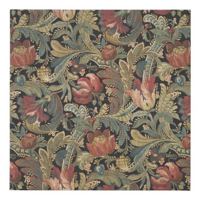 Rich Floral Tapestry Brocade Antique Classic Faux Canvas Print (Front)