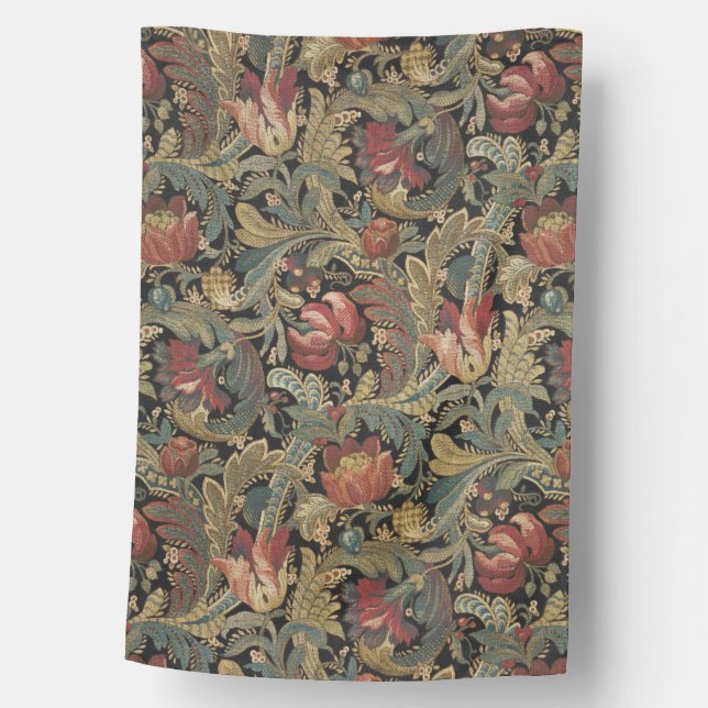 Rich Floral Tapestry Brocade Antique Classic House Flag (Front)