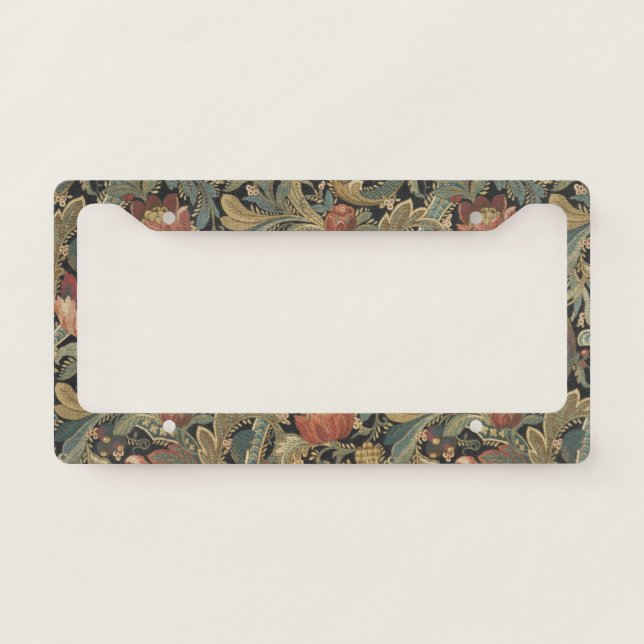 Rich Floral Tapestry Brocade Antique Classic License Plate Frame (Front)