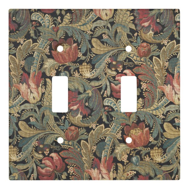 Rich Floral Tapestry Brocade Antique Classic Light Switch Cover (Front)