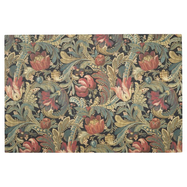 Rich Floral Tapestry Brocade Antique Classic Metal Print (Front)