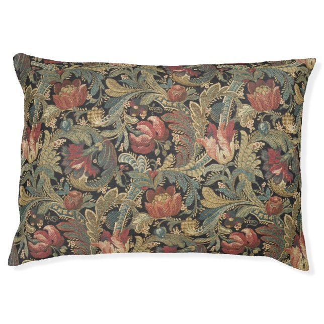 Rich Floral Tapestry Brocade Antique Classic Pet Bed (Front)