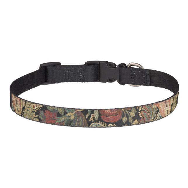 Rich Floral Tapestry Brocade Antique Classic Pet Collar (Front)