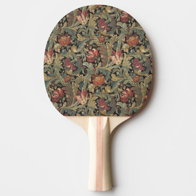 Rich Floral Tapestry Brocade Antique Classic Ping Pong Paddle (Front)