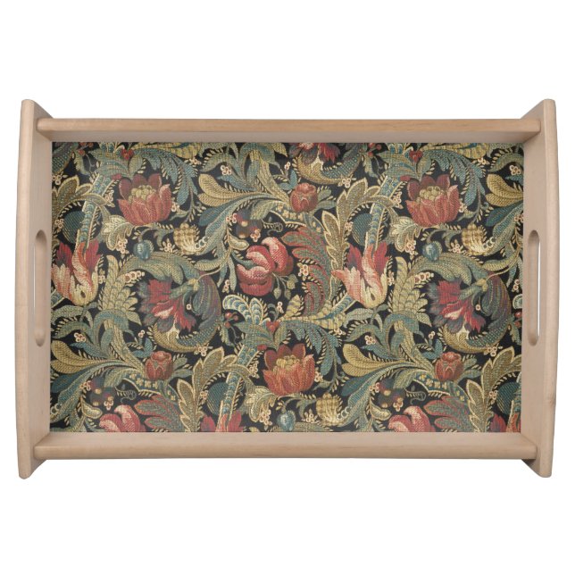Rich Floral Tapestry Brocade Antique Classic Serving Tray (Front)