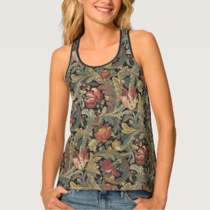 Rich Floral Tapestry Brocade Antique Classic Tank Top