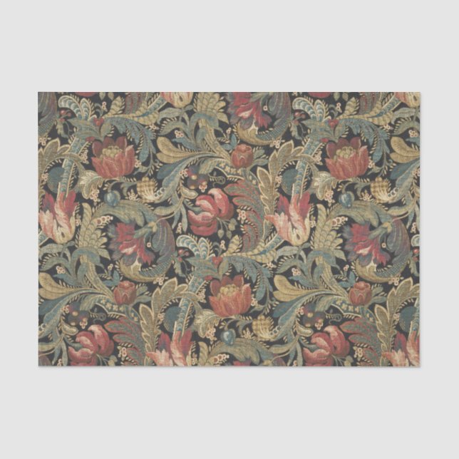 Rich Floral Tapestry Brocade Antique Classic Tissue Paper (Front)