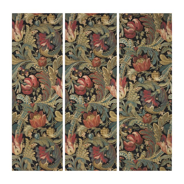 Rich Floral Tapestry Brocade Antique Classic Triptych (Front)