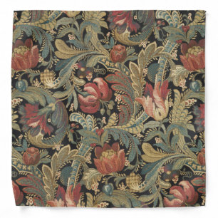 Rich Floral Tapestry Brocade Antique Victorian Bandana