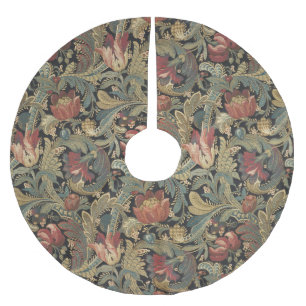 Rich Floral Tapestry Brocade Antique Victorian Brushed Polyester Tree Skirt