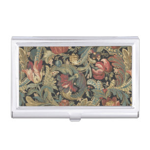 Rich Floral Tapestry Brocade Antique Victorian Business Card Case