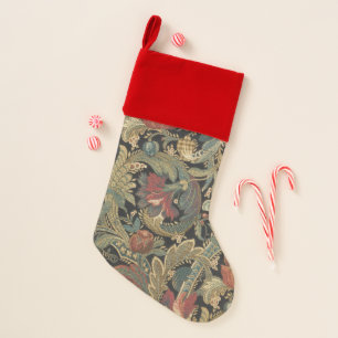 Rich Floral Tapestry Brocade Antique Victorian Christmas Stocking