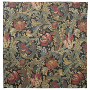 Rich Floral Tapestry Brocade Antique Victorian Cloth Napkin