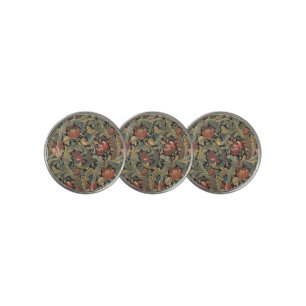 Rich Floral Tapestry Brocade Antique Victorian Golf Ball Marker