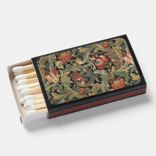 Rich Floral Tapestry Brocade Antique Victorian Matchboxes