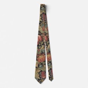 Rich Floral Tapestry Brocade Antique Victorian Neck Tie