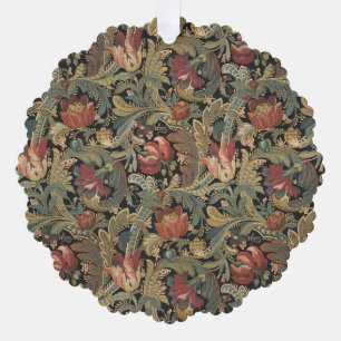 Rich Floral Tapestry Brocade Antique Victorian Ornament Card