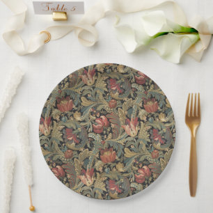 Rich Floral Tapestry Brocade Antique Victorian Paper Plates