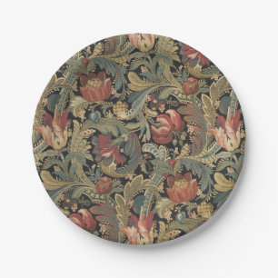 Rich Floral Tapestry Brocade Antique Victorian Paper Plates