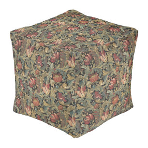 Rich Floral Tapestry Brocade Antique Victorian Pouf