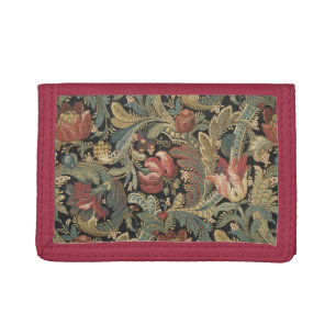 Rich Floral Tapestry Brocade Antique Victorian Tri-fold Wallet