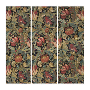 Rich Floral Tapestry Brocade Antique Victorian Triptych