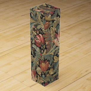 Rich Floral Tapestry Brocade Antique Victorian Wine Box
